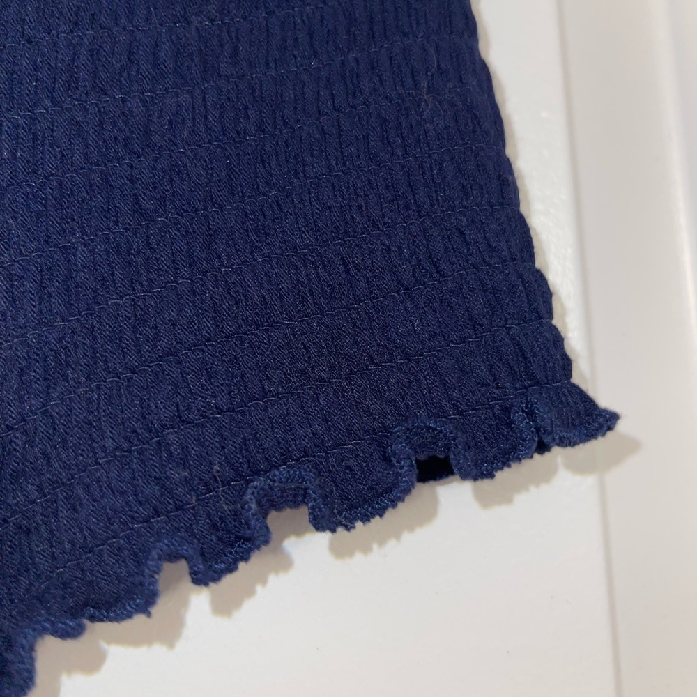 NAVY RUFFLE OFF-THE-SHOULDER TOP - Picture 2 of 3